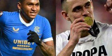 Alfredo Morelos y su felicitación a Rafael Santos Borré después de la final