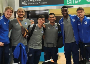 Barristas de Nacional recibieron a Millonarios en el aeropuerto