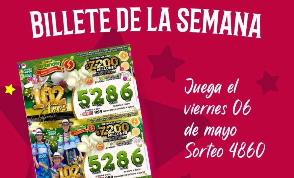 Resultado sorteo Lotería de Santander, 6 de mayo 2022