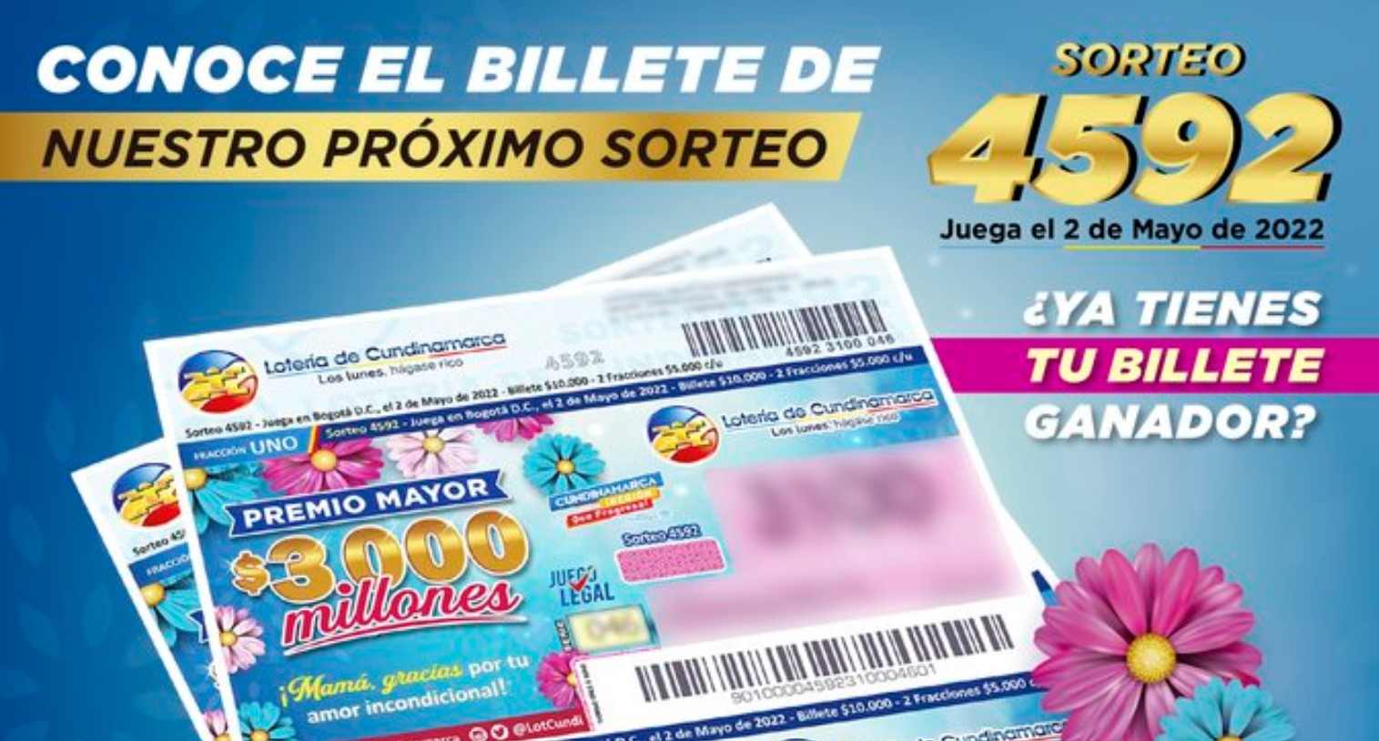 Resultado sorteo Lotería de Cundinamarca, 2 de mayo del 2022