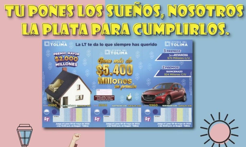 Lotería del Tolima, resultado sorteo 9 de mayo 2022