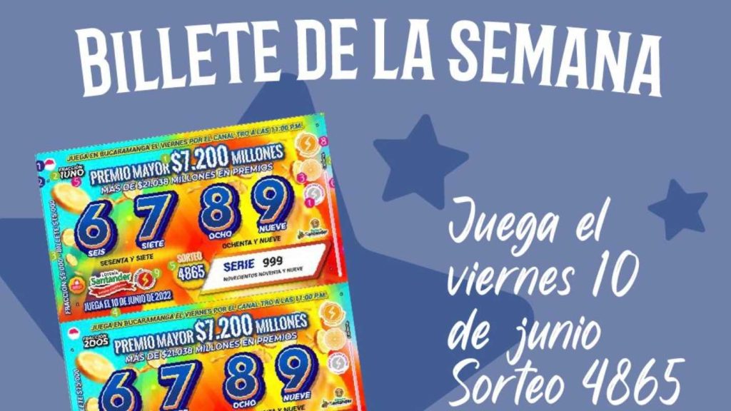 Sorteo Lotería de Santander: Número premio mayor, 10 de junio 2022