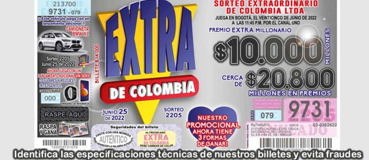 Resultado sorteo Extra de Colombia, 25 de junio 2022