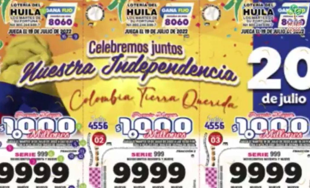 Resultado sorteo Lotería del Huila, 19 de julio 2022