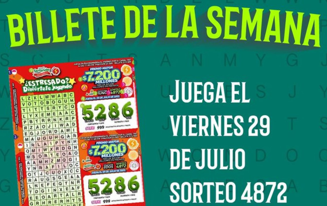 Resultado Lotería de Santander, sorteo del viernes 29 de julio 2022