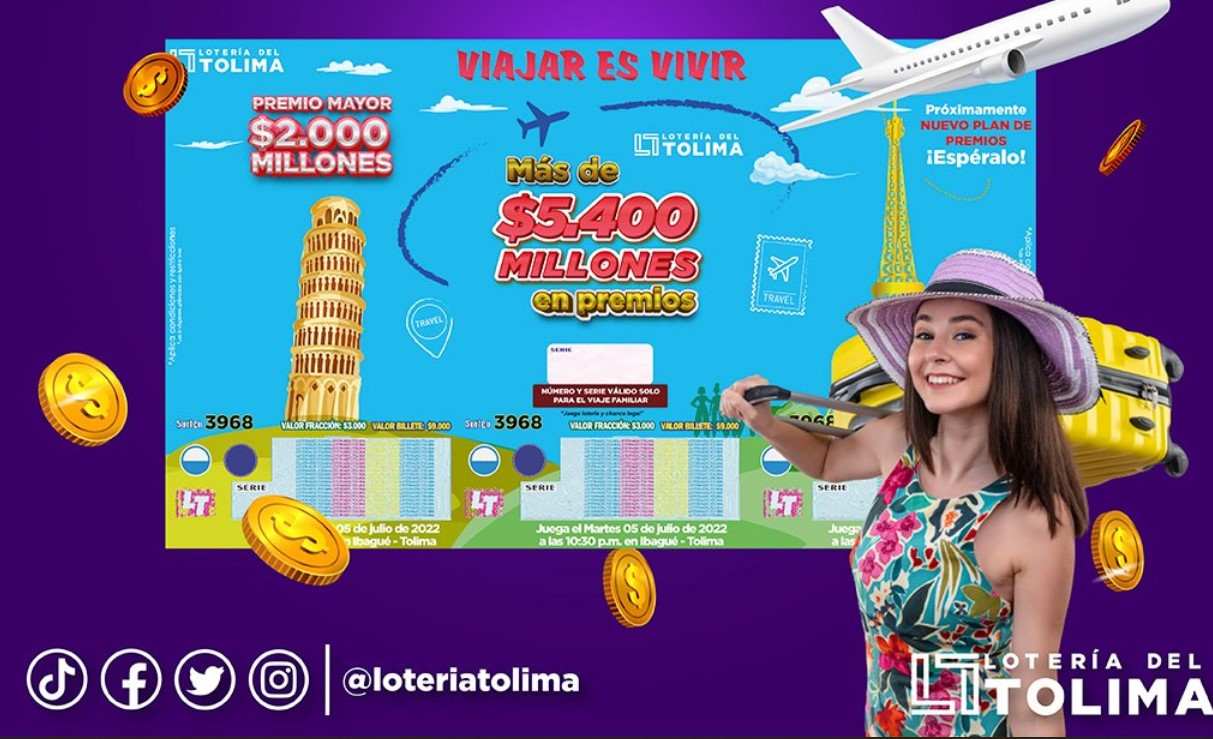 Resultado sorteo, Lotería del Tolima 5 de julio 2022
