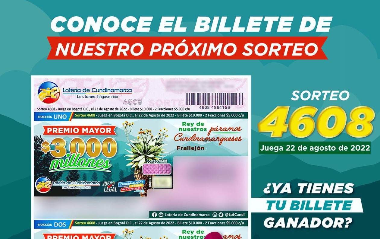 Lotería de Cundinamarca, resultado sorteo 22 de agosto 2022