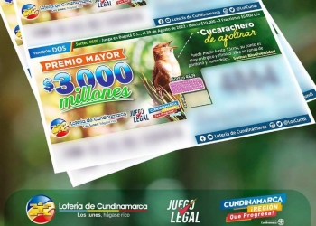 Lotería de Cundinamarca, resultado sorteo 29 de agosto 2022