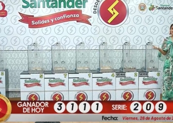 Lotería de Santander. Resultado sorteo del 26 de agosto 2022