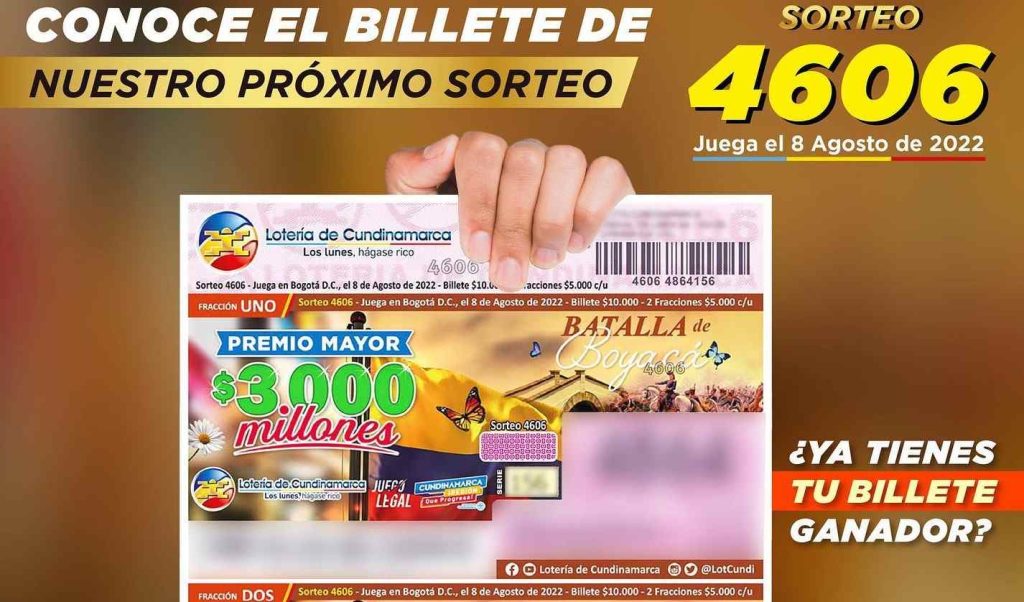 Lotería de Cundinamarca, resultado sorteo 8 de agosto 2022