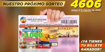 Lotería de Cundinamarca, resultado sorteo 8 de agosto 2022