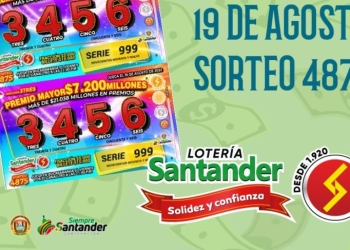 Resultado sorteo Lotería de Santander, 19 de agosto 2022