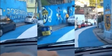Favela en Brasil amaneció pintada de celeste y blanco