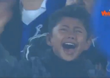 El llanto de un pequeño hincha de Millos en la final de la Copa BetPlay