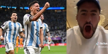 Bad Bunny gritó el gol de Molina como un argentino más