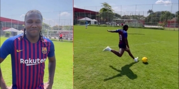 ¿No te sirve, Tulio? Rodallega se lució con sus tiros libres en la sede de América