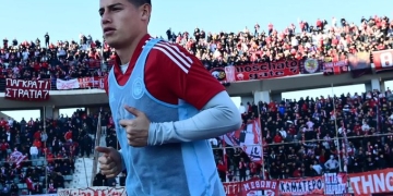 Volos 0 – Olympiacos 4 por la Superliga de Grecia. Así le fue a James Rodríguez