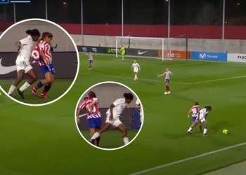 El cruce entre Leicy Santos y Linda Caicedo en el derbi de Madrid