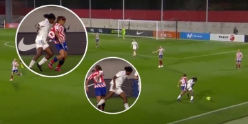 El cruce entre Leicy Santos y Linda Caicedo en el derbi de Madrid