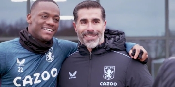 La visita de Juan Pablo Ángel a Jhon Jader Durán en el Aston Villa