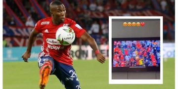 Juan David Mosquera en modo hincha. ¡Así cantó ante el Pasto!