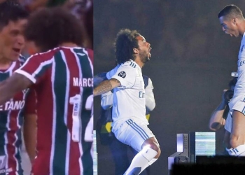 Marcelo imitó su celebración junto a CR7 con Germán Cano
