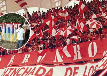 Roban banderas de barra popular del América de Cali mientras estaban en concierto