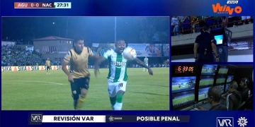 La jugada del penalti para Nacional ante Águilas Doradas