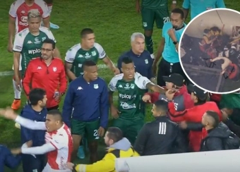 Video: trifulca entre Santa Fe y Deportivo Cali siguió en los camerinos