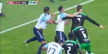 ¿Y esto no era penalti para Atlético Nacional y expulsión a Daniel Giraldo?