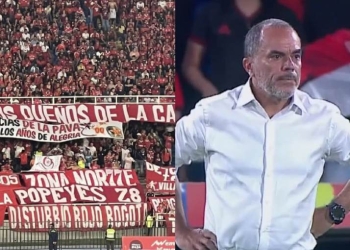 El trapo de la hinchada de América de Cali para Jaime De La Pava