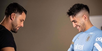 Sebastián Viera visitó a la Selección de Uruguay y fue recibido por Mele