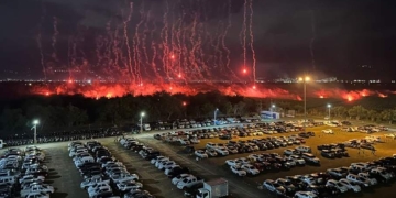 La fiesta de la hinchada de América afuera de Palmaseca