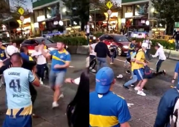 Video: Hinchas de Boca se agarraron a trompadas en Manizales