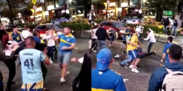 Video: Hinchas de Boca se agarraron a trompadas en Manizales