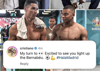 Comentario de Cristiano Ronaldo en post de Mbappé bate récord de «me gusta»