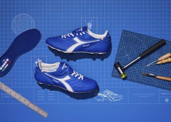 Diadora lanza los icónicos guayos Brasil en color azul Baggio