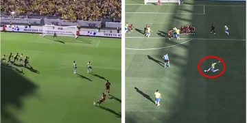 Del tiro libre de James al travesaño, al de Raphinha que terminó en gol