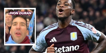 El canto de los hinchas de Aston Villa: “Jhon Durán is on my mind, and he’s…”