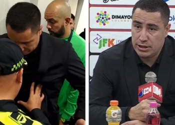 Juárez: «El festejo no era para los hinchas del DIM» y la policía sacándolo de la rueda de prensa