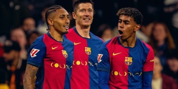 barcelona goles tridente lewandowski yamal raphina