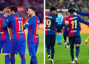 barcelona record lewandowski yamal raphinha tridente messi neymar suarez