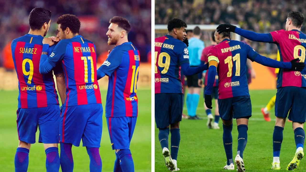 barcelona record lewandowski yamal raphinha tridente messi neymar suarez