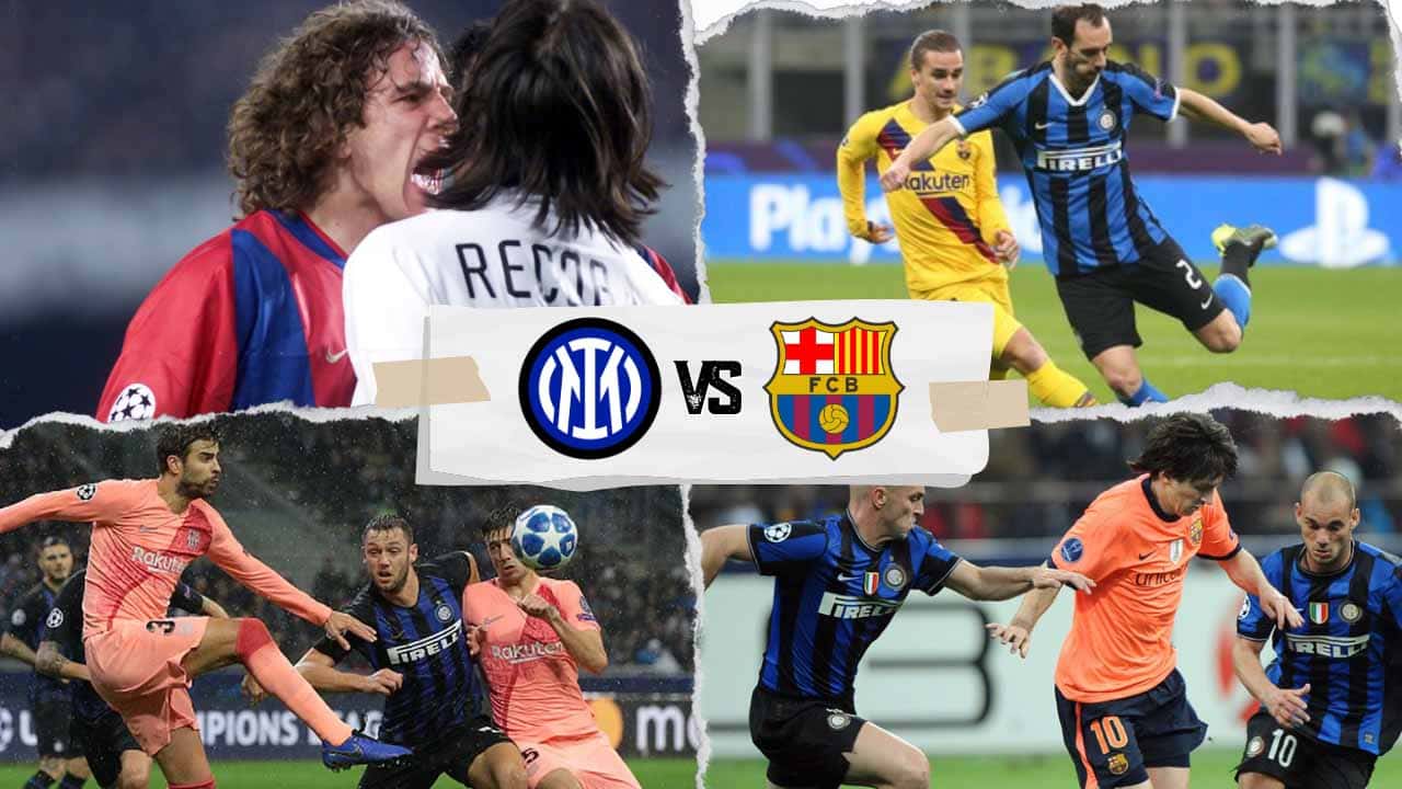 barcelona visitas al inter de milan champions league historial