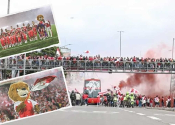 independiente santa fe deportivo dim medellin bogota campin atanasio girardot final liga betplay 2025 titulo hinchas hinchada cardenal poderoso montaña leon escarlata rojo