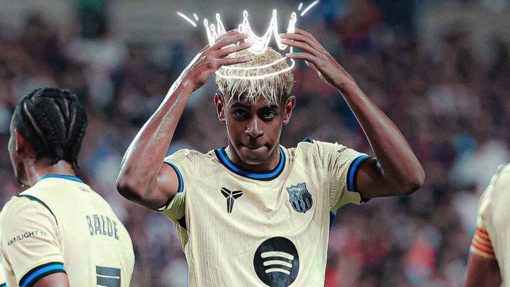 lamine yamal festejo barcelona corona