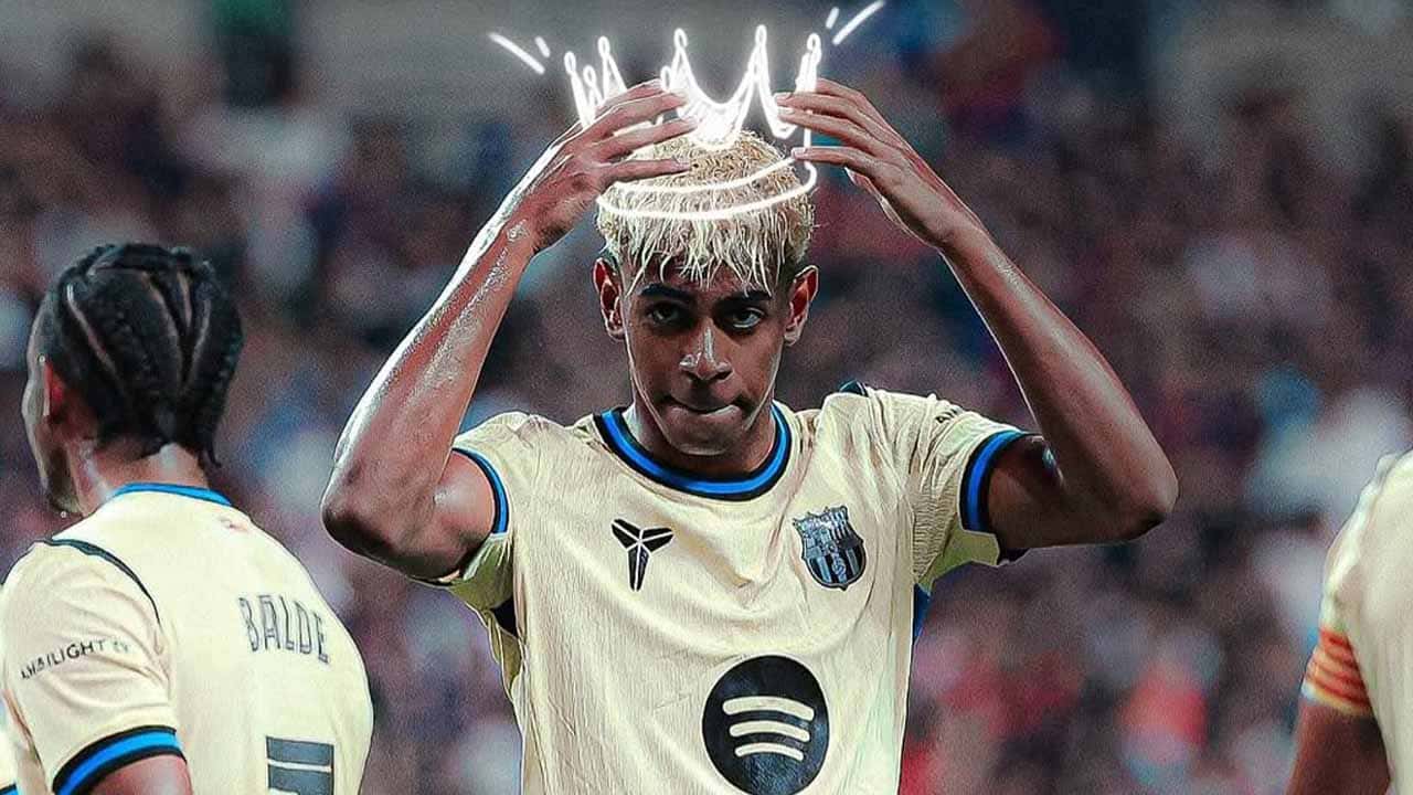 lamine yamal festejo barcelona corona