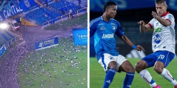 millonarios hinchada lanza zapatos a la cancha protesta