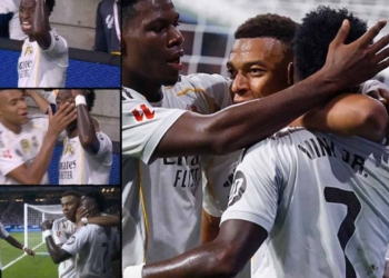 real madrid mbappe silenciando vinicius festejo oviedo