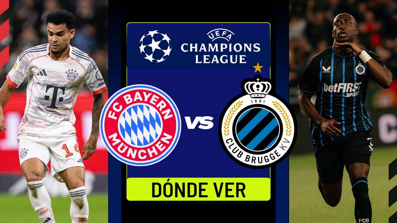 donde ver bayern club brugge luis diaz champions tv online